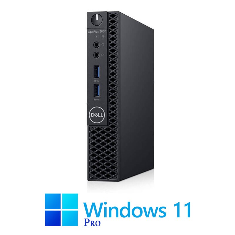 Mini Calculatoare Dell OptiPlex 3060, Intel Quad Core i3-8100T, 256GB SSD, Win 11 Pro
