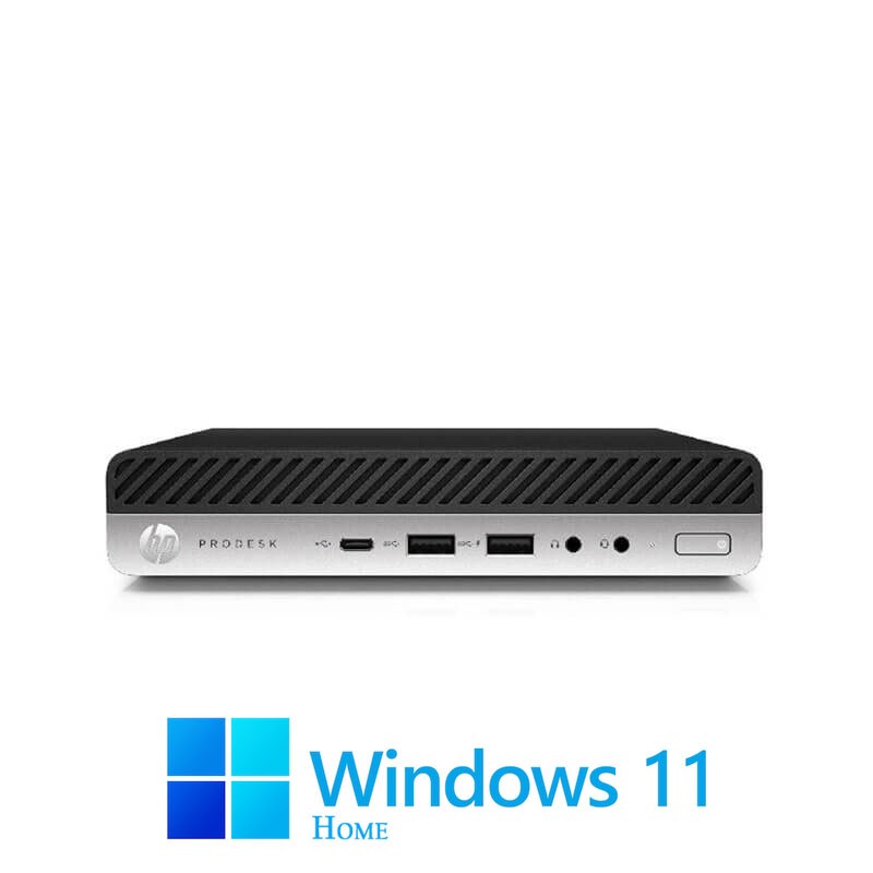Mini Calculatoare HP ProDesk 600 G4, Quad Core i3-8100T, 16GB, 256GB SSD, Win 11 Home
