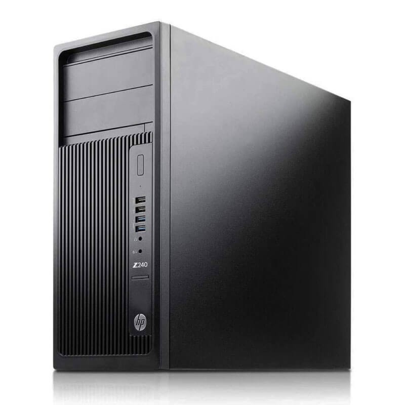 Statie grafica second hand HP Z240 Tower, Quad Core E3-1270 v6, 16GB DDR4, Quadro P400